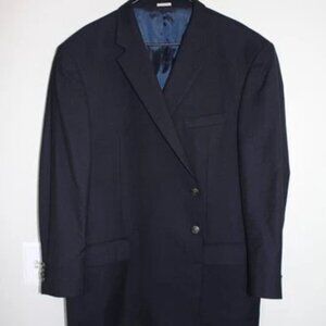Joseph Abboud Navy All Wool Blazer Sport Coat 2 Silver Buttons Acetate lining50L